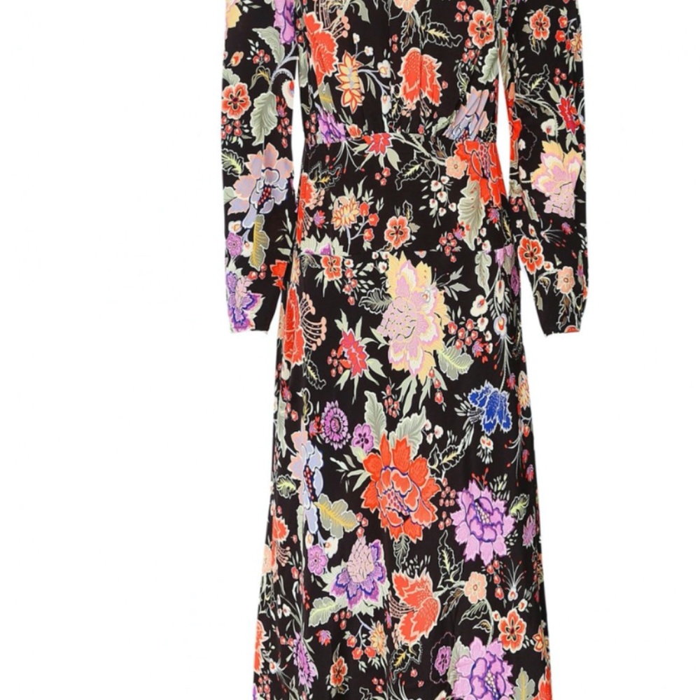 RIXO LONDON Greta Floral-print Crepe Midi Dress In Peony Flora Black